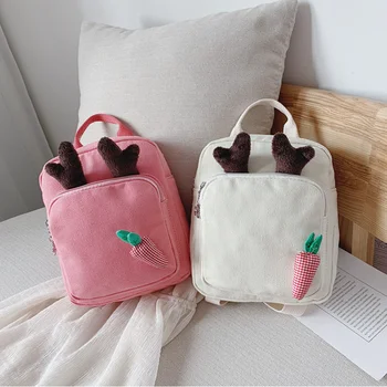 Мини-рюкзак, Милая сумка-мессенджер для малышей, Детская сумка-мессенджер для девочек с Мультяшными Оленьими рогами, Холщовая сумка Kawaii, Детский маленький рюкзак