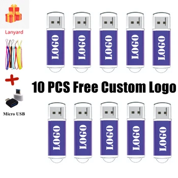 10ШТ Бесплатный Логотип USB 2.0 Металлическая Ручка-Накопитель Быстрая Скорость USB Флэш-накопитель 4 ГБ 8 ГБ 16 ГБ 32 ГБ 64 ГБ Флешка USB-Накопитель