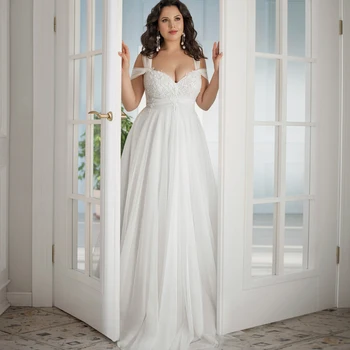 Свадебные платья большого размера Трапециевидное Тюлевое Кружевное Свадебное платье с Длинными рукавами Vestido de Novia 2022