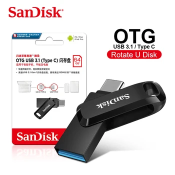 SanDisk Ultra Dual Drive OTG Флеш-накопитель Type-C с USB 3.1 Флешкой 32 ГБ 64 ГБ 128 ГБ 256 ГБ U Stick 150 М/с для смартфона Ноутбука