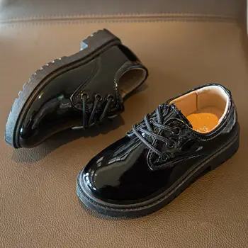Обувь из искусственной кожи, современная удобная нескользящая подошва, повседневные студенческие туфли для мальчиков и девочек в британском стиле, повседневная официальная обувь