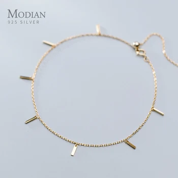 Новое поступление Modian из Стерлингового серебра 925 пробы, модный геометрический ножной браслет для женщин, Регулируемое звено цепи, ножной браслет, изысканные ювелирные изделия, подарок для девушки