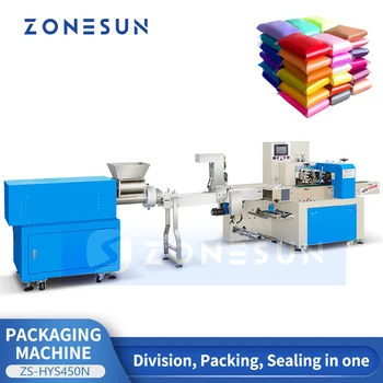 Горизонтальная упаковочная машина ZONESUN ZS-HYS450N для автоматической подачи пластилинового герметика, резки, герметизации Упаковки Массового производства