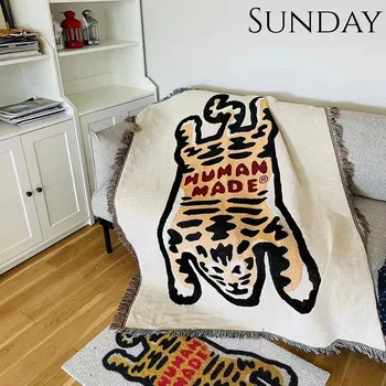 Креативные одеяла с тигром для кроватей, Мультяшный диван, Домашний декоративный плед, Хлопковый Трендовый коврик для пикника на открытом воздухе