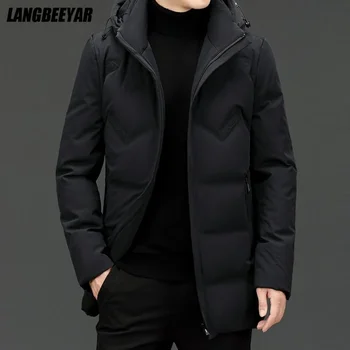 i End Новый Бренд, повседневная модная мужская куртка на утином пуху, 90%, Черная ветровка, Пуховики, Зимняя мужская одежда