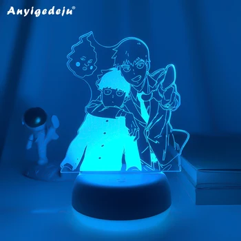 Аниме 3d лампа Mob Psycho 100 для декора спальни Ночник Детский подарок на День Рождения Манга Настольная лампа для комнаты Mob Psycho 100