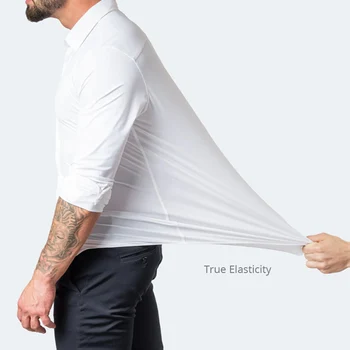 Мужская высококлассная Бесшовная неглаженая рубашка с длинным рукавом, 4 способа, Высокая эластичность, приталенная блузка
