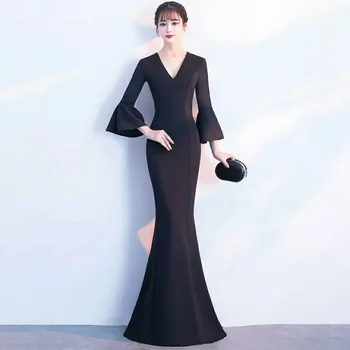Вечернее платье для банкета Корейская версия Элегантной белой юбки 