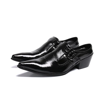 2023, Модные однотонные модельные туфли с пряжкой и ремешком, Итальянская Оригинальная Офисная обувь с острым носком, Мужская деловая обувь из натуральной кожи