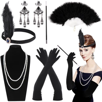 Женская повязка на голову с черными перьями и кристаллами, модная новая женская одежда для волос для девочек, винтажный дамский реквизит для вечеринки, аксессуары для платья