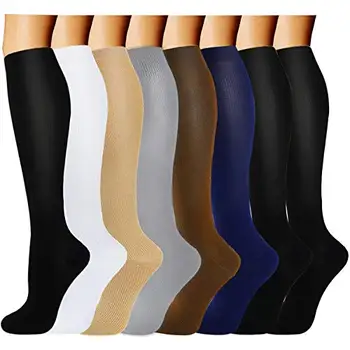 Компрессионные носки для женщин и мужчин, 8 пар компрессионных носков 15-20 мм рт. ст., Лучшая поддержка для медсестер, медицинских, беговых, спортивных