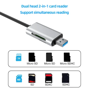 Адаптеры для чтения карт памяти 2 В 1, Корпус из сплава USB/Type-C, Устройство для Чтения карт памяти Smart, Быстрое Удобное Устройство для чтения карт памяти 2 ТБ, Легкие Аксессуары Для ноутбуков