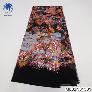 2023 Новейшее роскошное африканское платье ML82N315 из кружевной ткани с пайетками соответствующего цвета, женское платье ML82N315