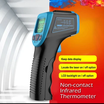 Инфракрасный термометр, бесконтактный цифровой лазерный температурный пистолет от-58 ° F до 1112 ° F с ЖК-дисплеем, промышленный температурный пистолет