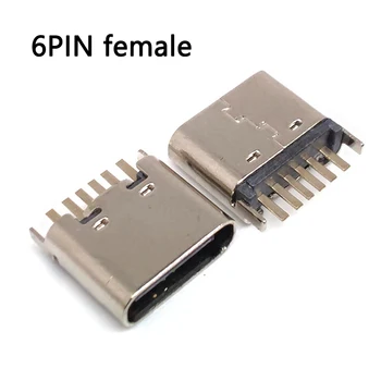 600 шт./лот 6-контактный разъем DIP Socket Micro USB Type C 3.1 jack 90 градусов по вертикали Для дизайна печатной платы PD с высоким током быстрой зарядки
