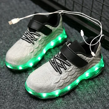 Размеры 25-37, Детская обувь со светодиодной подсветкой для мальчиков и Девочек, USB Зарядное устройство, Schoenen Kids Chaussure Enfant, Светящиеся Кроссовки на легкой Подошве