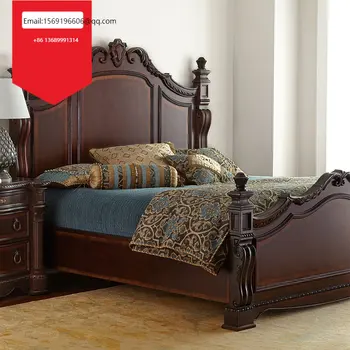 Американская Классическая Резная кровать из красного дерева 1,8 метра с двуспальной кроватью в главной спальне, Императорская Свадебная Индивидуальная кровать для пожилых людей