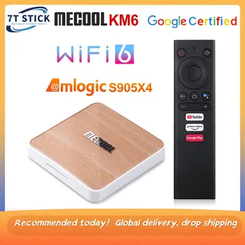 Глобальный 4 ГБ 64 ГБ 32 ГБ Mecool KM6 deluxe edition TV Box Android 10 Amlogic S905X4 Сертифицированный Google Медиаплеер Wifi 6 1000M BT