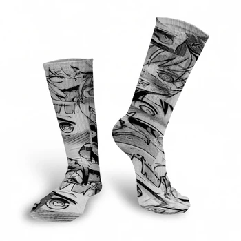 1 Пара Модных Женских Длинных носков с милым Рисунком из Японского Аниме, Косплей, забавные носки в стиле Харадзюку, высокие носки до бедра для женщин