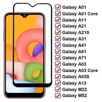 2 Шт. Полное Покрытие Из Закаленного Стекла Для Samsung Galaxy A01 A03 Core A13 M22 M52 Защитная пленка Для экрана A21 A31 A41 A51 A71 Glas Film Case