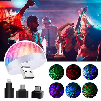 USB Mini LED Disco DJ Сценический светильник Портативный Семейный Праздничный Бал Красочный световой бар Клубный сценический эффект Лампа для освещения мобильных телефонов