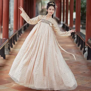 Женский костюм Тан Ханфу, элегантный женский костюм в традиционном китайском стиле, платье принцессы Ханфу, древняя народная одежда для выступлений фей