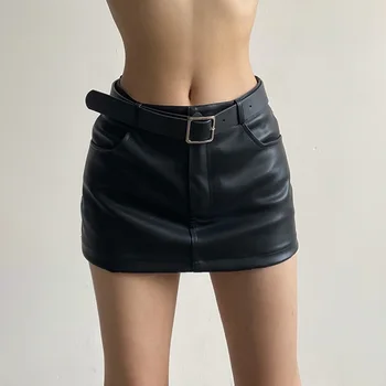Женские сексуальные кожаные короткие летние шорты с низкой талией из натуральной овчины, кожаный ремень, Мини короткий TF5532