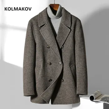 2021 Зима, новое поступление, мужское двустороннее шерстяное пальто, повседневный шерстяной тренч, высококачественная двубортная куртка, мужской размер M-3XL