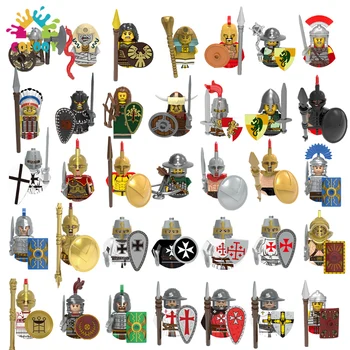 Детские игрушки Герои Спарты, строительные блоки, римские солдаты-крестоносцы, мини-фигурки, кирпичи, военные игрушки для детей, подарки на день рождения