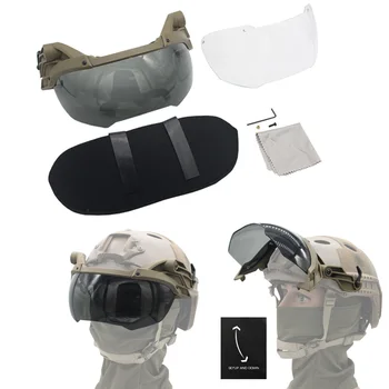 Регулируемый Тактический шлем с 2 линзами, Флип-очки для страйкбола, пейнтбола, быстрый Шлем, Ветрозащитные Противотуманные защитные очки для CS Wargame