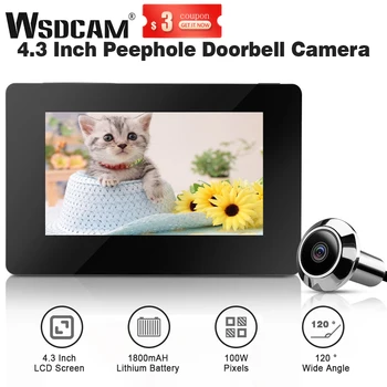 WSDCAM 4,3 дюймов 720 P Дверной Глазок 120 ° Широкоугольный Дверной Звонок Камера 100 Вт Пикселей Дверной Глазок Домашняя Камера Безопасности Монитор