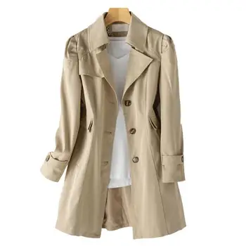 Женский Длинный тренч, Элегантное женское длинное приталенное пальто, куртка для бизнеса или стиля Осень-зима
