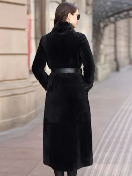 Новое модное приталенное женское пальто из натурального меха норки, приталенное двустороннее женское пальто из овчины 41