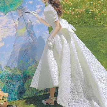 Винтажное французское Простое белое вечернее платье 2022, Женское облегающее вечернее платье с длинным хвостом, платья для выпускного вечера