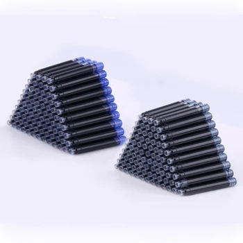 100 шт. чернильные картриджи для авторучки Черный синий 3,4 мм для заправки чернил, канцелярские принадлежности, школьные принадлежности