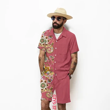 Мужской Спортивный костюм с 3D HD цифровой печатью, Мужская рубашка в Гавайском стиле с короткими рукавами, Уютные Топы из полиэстера, Стильные Шорты, Повседневные футболки