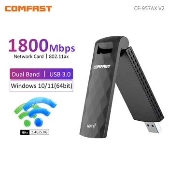 CF-957AXV2 WiFi 6 USB Беспроводной Адаптер 802.11ax 2,4 G и 5G USB 3,0 Сетевая карта 1800 Мбит/с Высокоскоростной WiFi Ключ для Ноутбука /Dektop