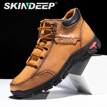 Повседневная обувь SKINDEEP из натуральной кожи, водонепроницаемые мужские ботильоны, весенние ботинки, походные кроссовки, удобные ботинки на шнуровке