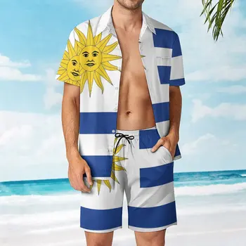 Мужской пляжный костюм с Флагом Уругвая, Креативный, 2 предмета, брючный костюм в винтажном стиле