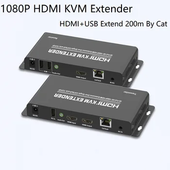 Удлинитель HDMI KVM Через один CAT5e/6 с расстоянием TCP/IP 200 М Приемник-передатчик Full HD 1080P 3,5 мм Аудиовыход USB-B Вход
