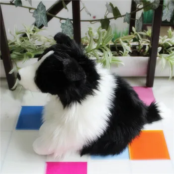 мягкая сидящая белая и черная игрушка для собак, высококачественная плюшевая кукла-овчарка, подарок около 30 см