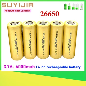 Новый Аккумулятор 26650 3,7 В 6000 мАч, литий-ионная аккумуляторная батарея 40-50А Высокого качества для светодиодного фонарика, аккумулятор для электроинструмента