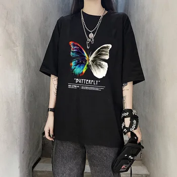 YRYT/ Новый летний модный женский топ с принтом бабочки, женская футболка
