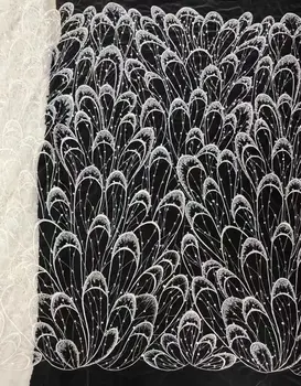 Высококачественная Африканская Кружевная Ткань с бисером ZH-13028812, Французская Сетка, Ткань С Блестками, Вышитое Кружево, Тюль, Нигерийская Кружевная Ткань