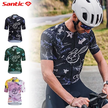 Santic, Велосипедная майка с коротким рукавом, спандекс, Быстросохнущая Велосипедная одежда, Дышащая велосипедная рубашка, Эластичный спортивный трикотаж Для мужчин И Женщин