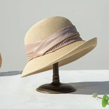 Женская летняя пляжная шляпа, Соломенная шляпа с широкими полями, Дышащая праздничная кепка с защитой от ультрафиолета