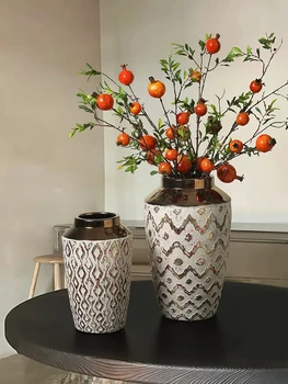 Новые керамические вазы в китайском стиле, украшения для гостиной, цветочная композиция, имитация цветов, чувство стиля, ретро, легкая роскошь,