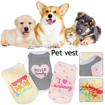 Летняя одежда для собак, футболка с милым принтом, жилет для маленьких и средних собак, Аксессуары для рубашек, жилет для щенков и кошек, Костюмы в полоску
