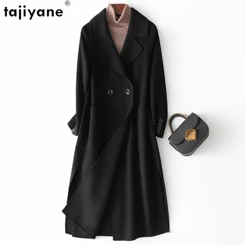 Tajiyane 100% Шерстяная Куртка для женщин 2023, Высококачественные Двусторонние Шерстяные Пальто средней длины, Тонкое Шерстяное Пальто Abrigos Para Mujer
