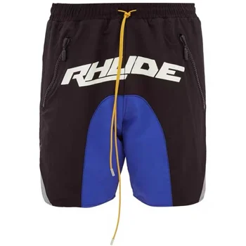 Весенне-летние шорты RHUDE 20ss из светоотражающей ткани с несколькими панелями, уличные шорты с завязками